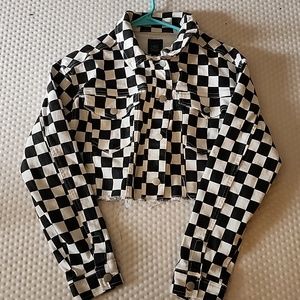 90s cutoff checkered jacket